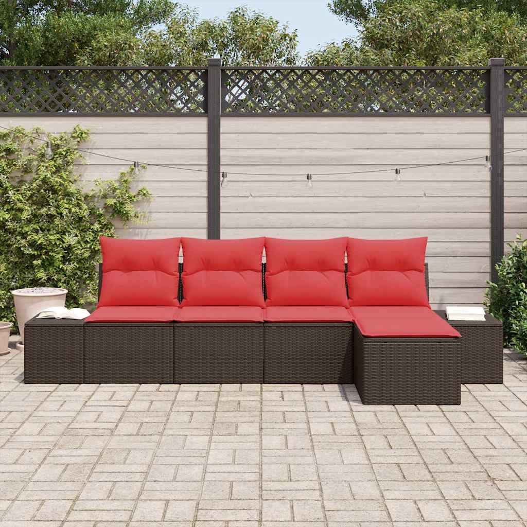 vidaXL Tuin Sofa Set met kussen 5 pcs Bruin poly rattan