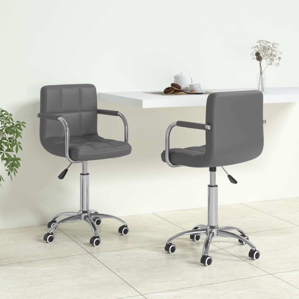 vidaXL Eetkamerstoelen draaibaar 2 st kunstleer wit