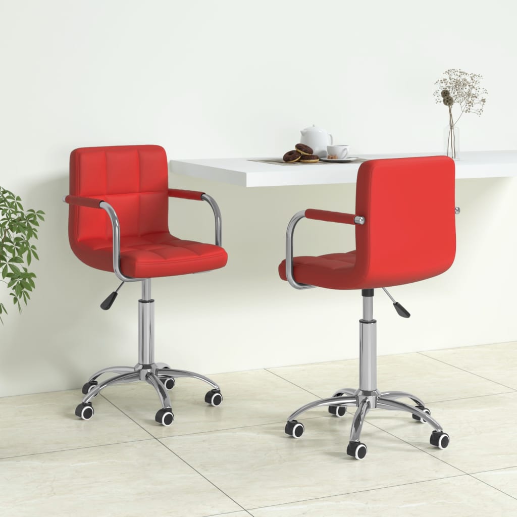 vidaXL Eetkamerstoelen draaibaar 2 st kunstleer wit