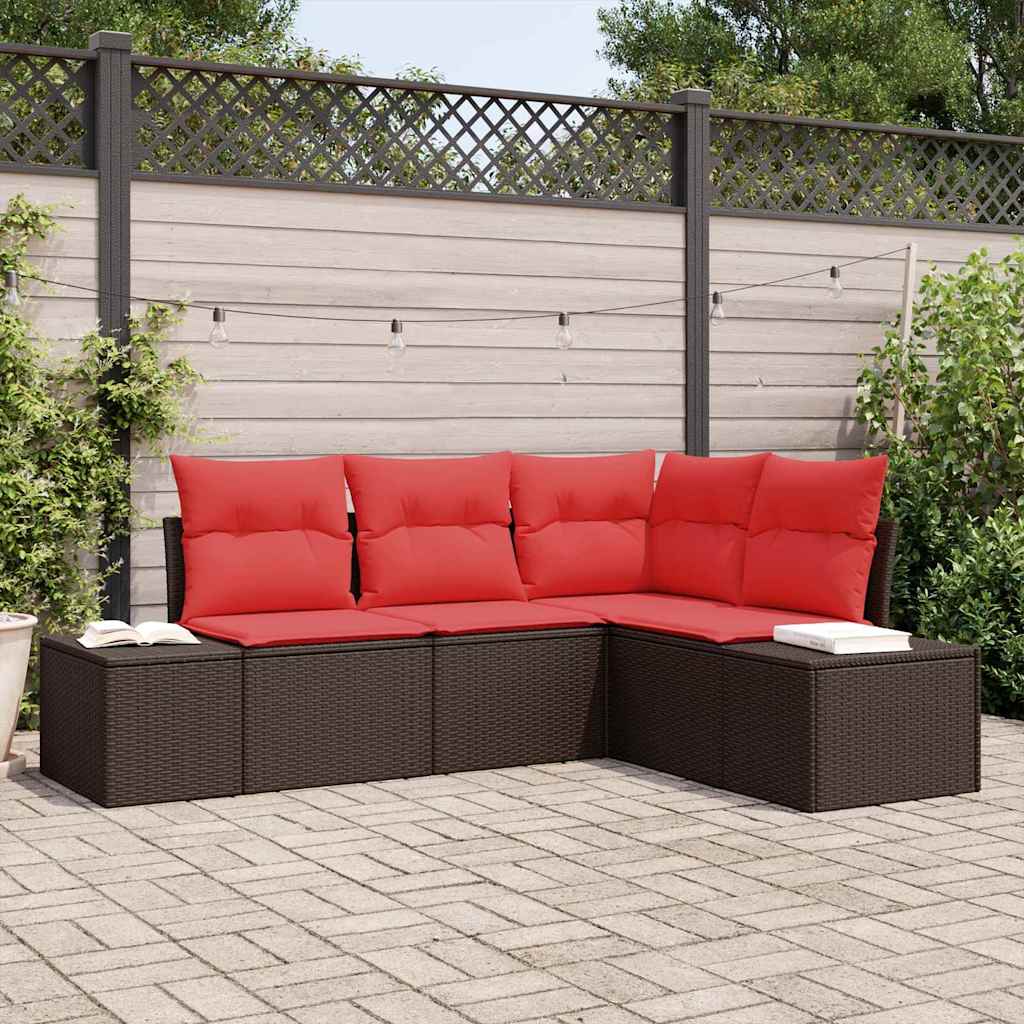 vidaXL Tuin Sofa Set met kussen 4 pcs Bruin poly rattan