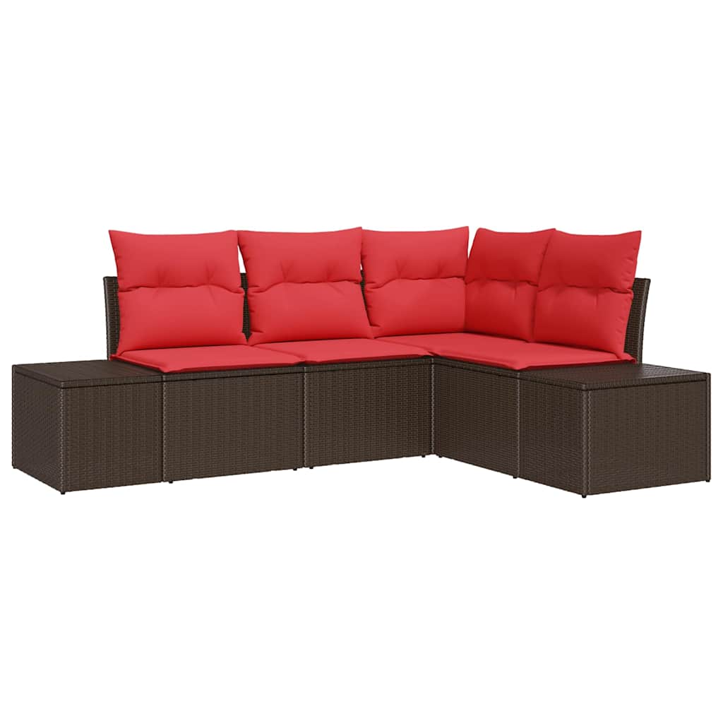 vidaXL Tuin Sofa Set met kussen 4 pcs Bruin poly rattan