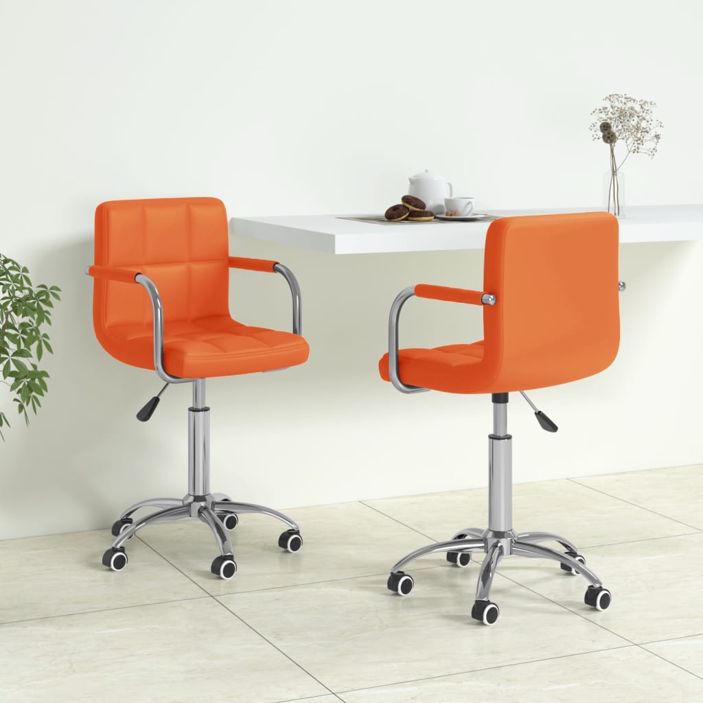 vidaXL Eetkamerstoelen draaibaar 2 st kunstleer wit