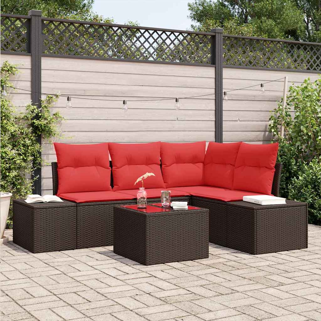 vidaXL Tuin Sofa Set met kussen 4 pcs Bruin poly rattan