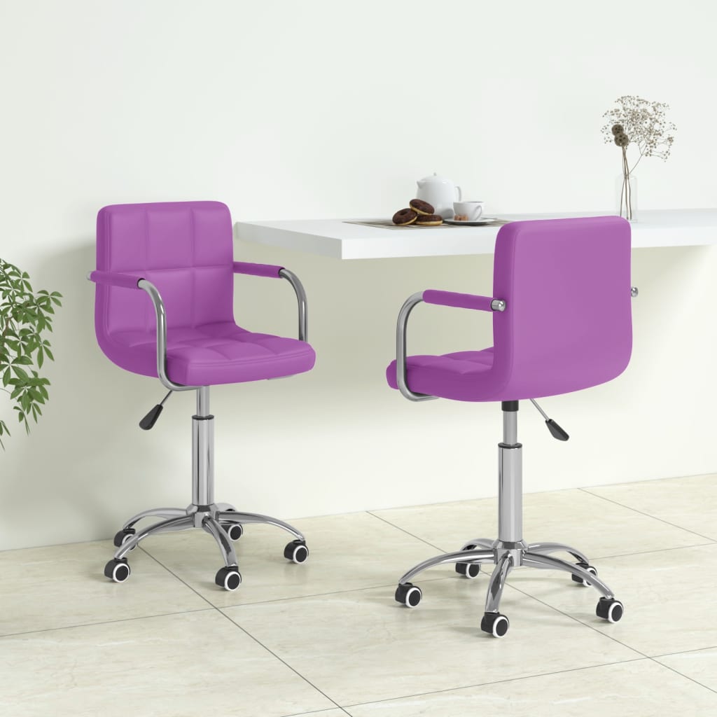vidaXL Eetkamerstoelen draaibaar 2 st kunstleer wit