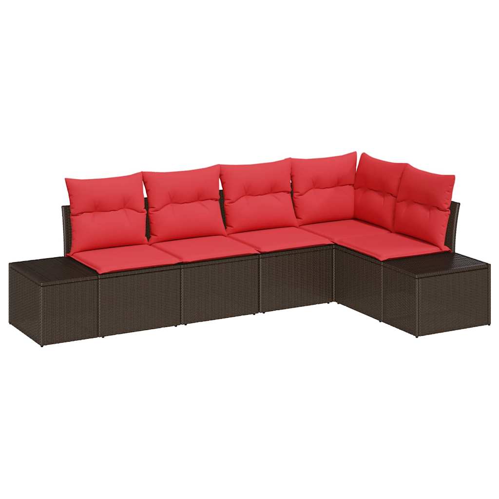 vidaXL Tuin Sofa Set met kussen 5 pcs Bruin poly rattan