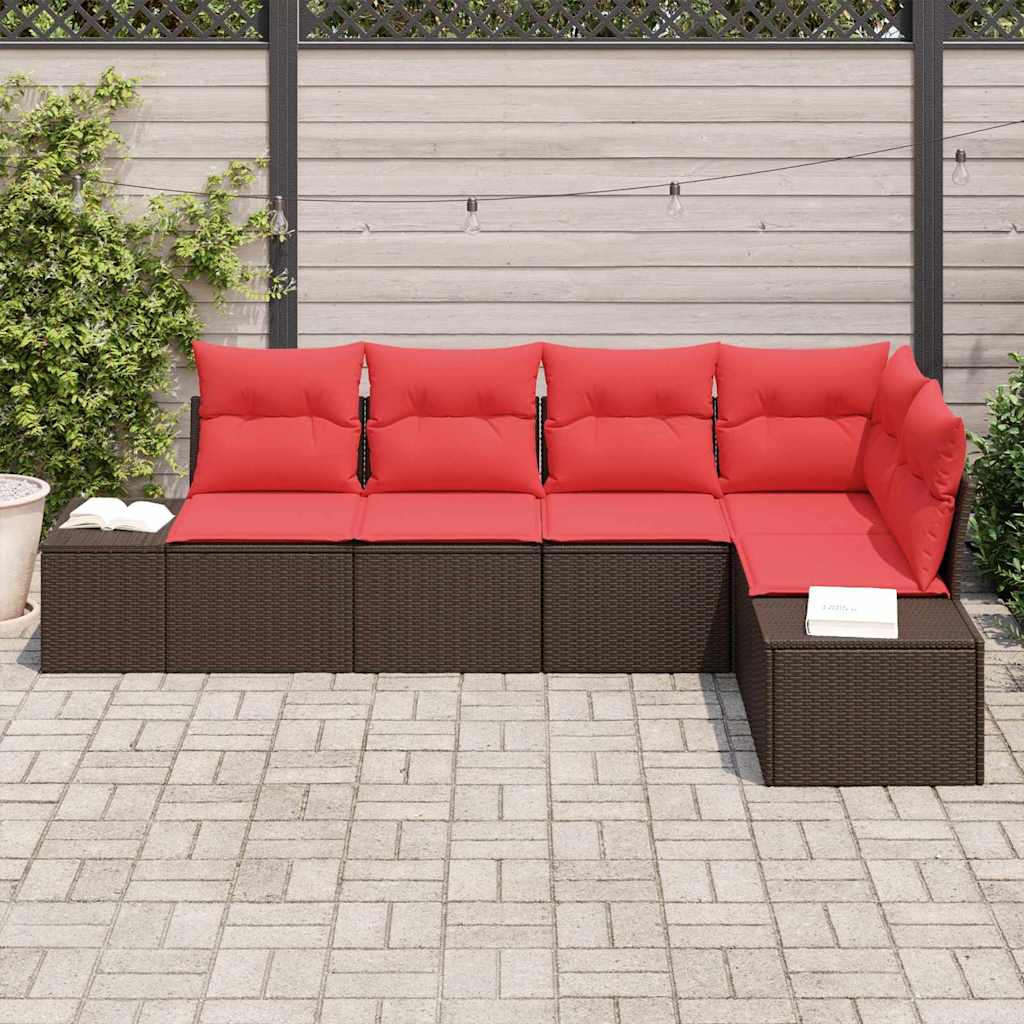 vidaXL Tuin Sofa Set met kussen 5 pcs Bruin poly rattan