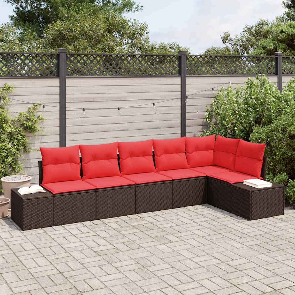 vidaXL Tuin Sofa Set met kussen 6 pcs Bruin poly rattan