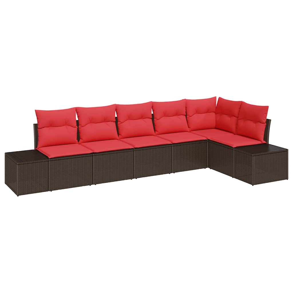 vidaXL Tuin Sofa Set met kussen 6 pcs Bruin poly rattan