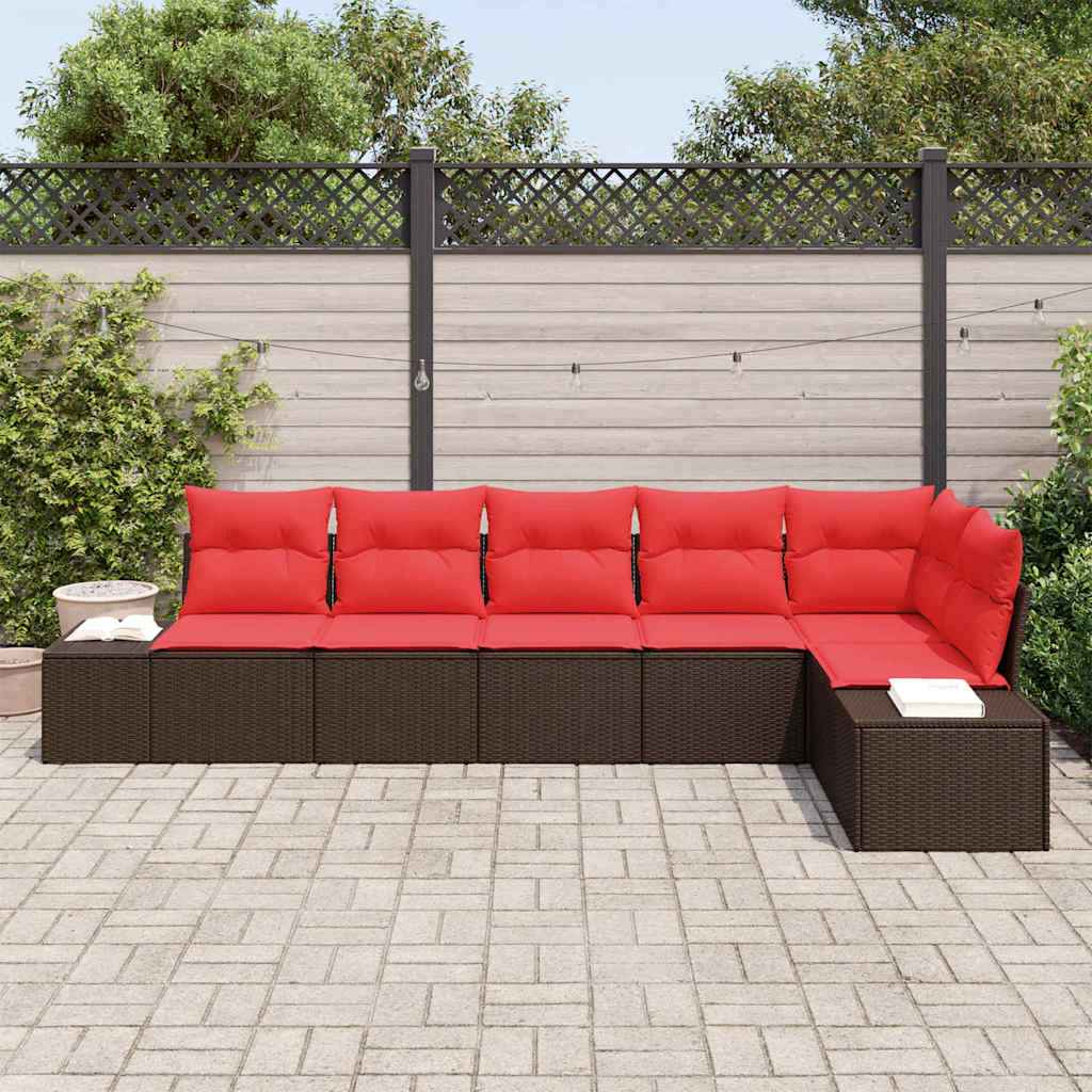 vidaXL Tuin Sofa Set met kussen 6 pcs Bruin poly rattan