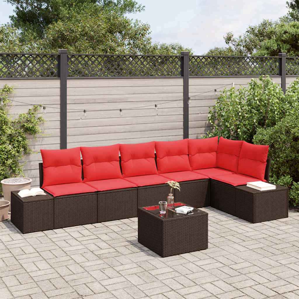 vidaXL Tuin Sofa Set met kussen 6 pcs Bruin poly rattan