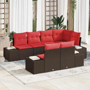 vidaXL Tuin Sofa Set met kussen 7 pcs Bruin poly rattan