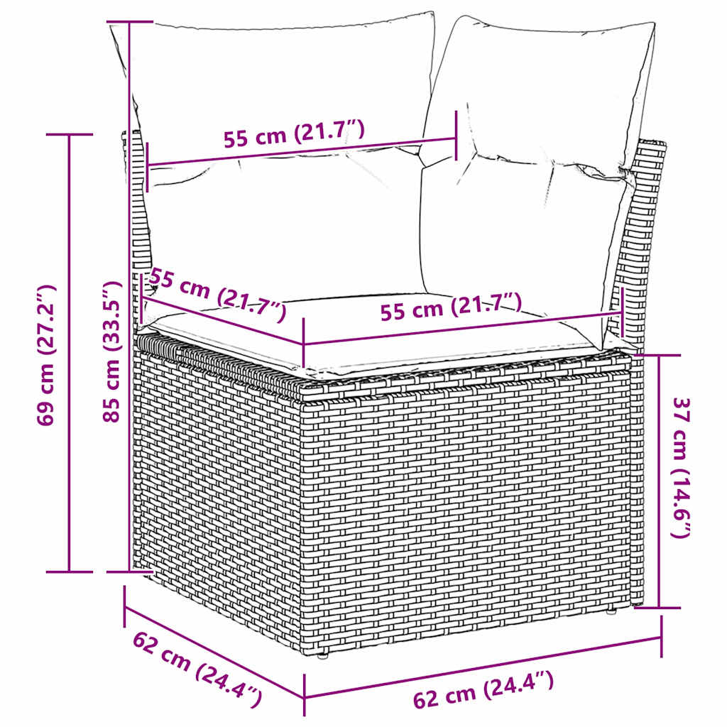 vidaXL Tuin Sofa Set met kussen 8 pcs Bruin poly rattan