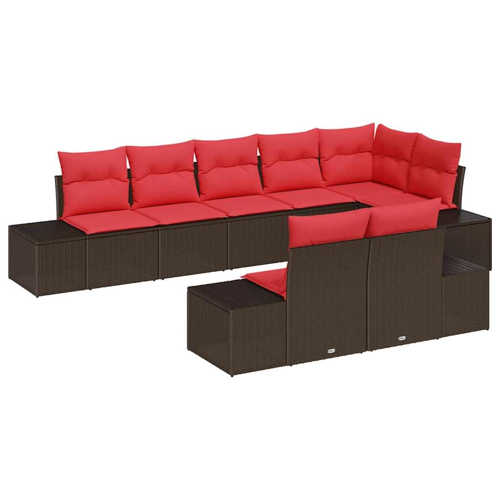 vidaXL Tuin Sofa Set met kussen 8 pcs Bruin poly rattan