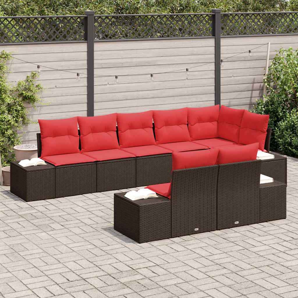 vidaXL Tuin Sofa Set met kussen 8 pcs Bruin poly rattan