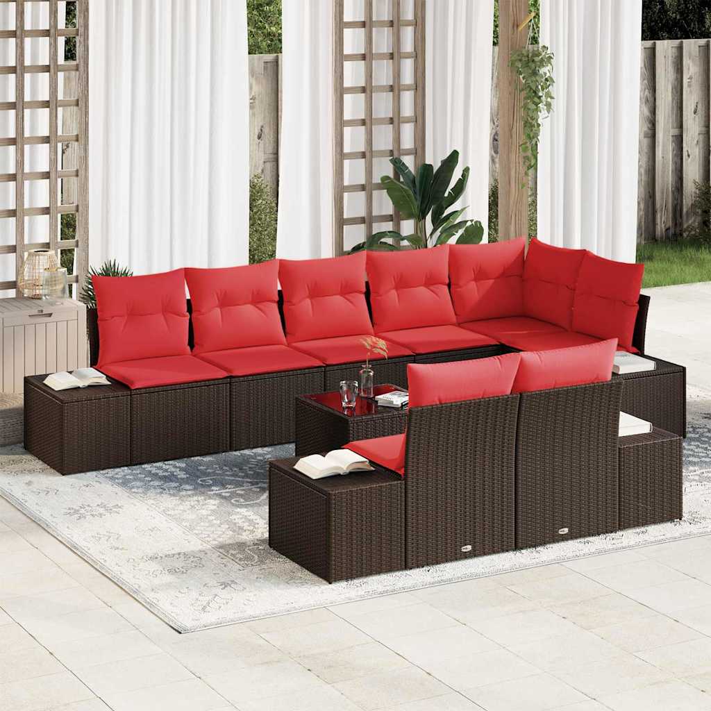vidaXL Tuin Sofa Set met kussen 8 pcs Bruin poly rattan