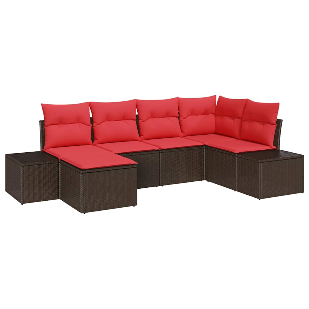 vidaXL Tuin Sofa Set met kussen 6 pcs Bruin poly rattan