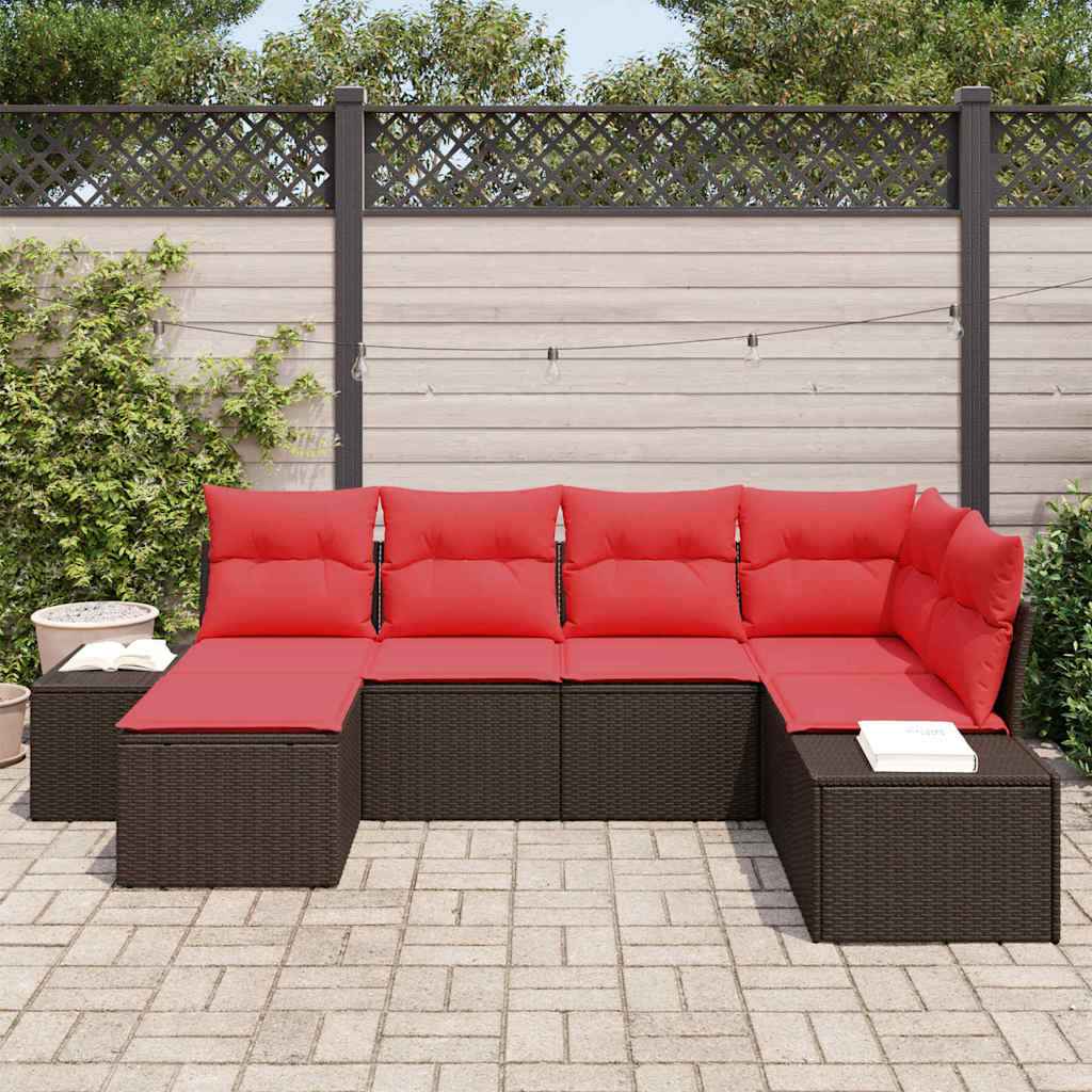 vidaXL Tuin Sofa Set met kussen 6 pcs Bruin poly rattan
