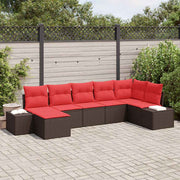 vidaXL Tuin Sofa Set met kussen 7 pcs Bruin poly rattan
