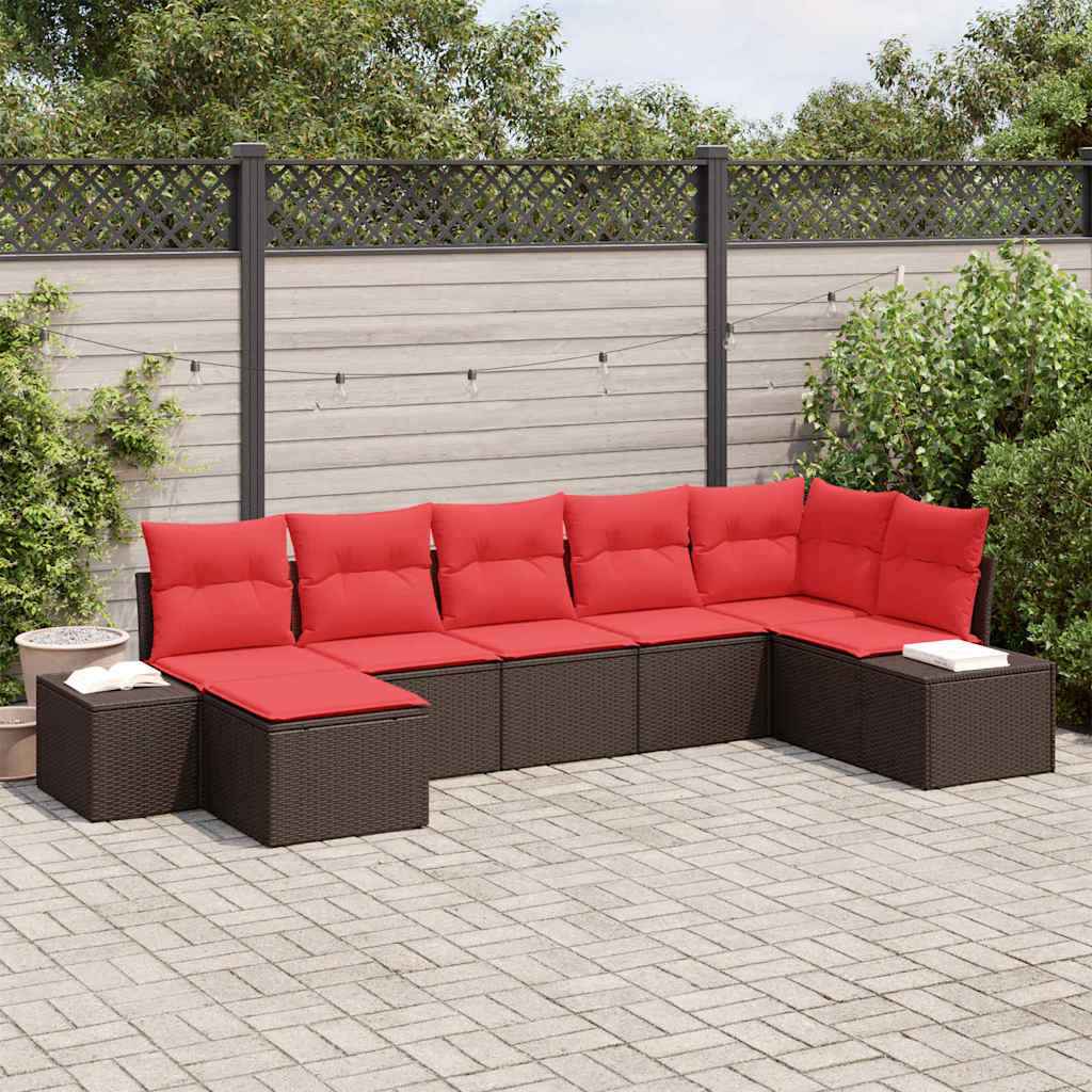 vidaXL Tuin Sofa Set met kussen 7 pcs Bruin poly rattan
