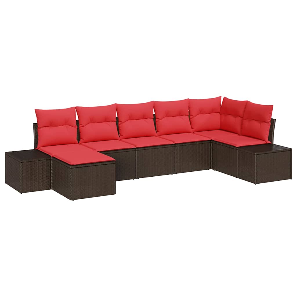 vidaXL Tuin Sofa Set met kussen 7 pcs Bruin poly rattan