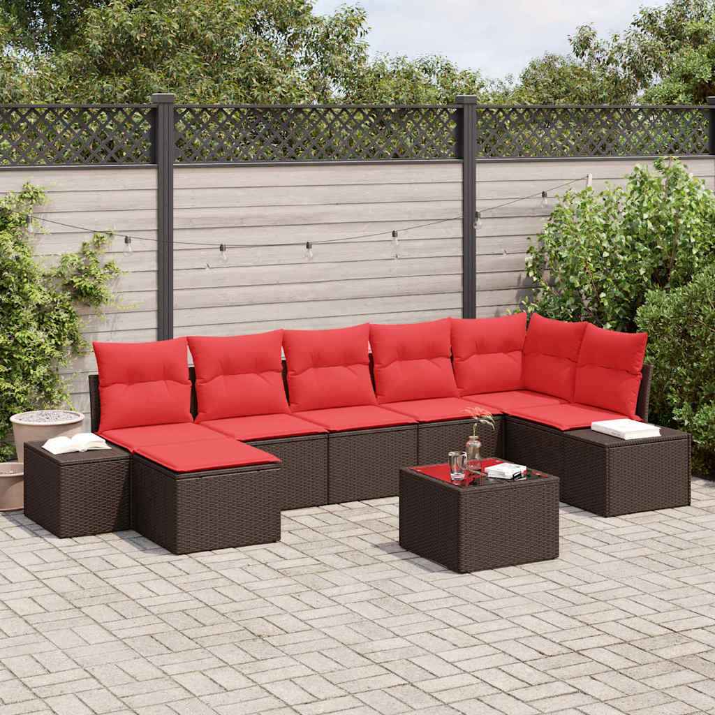 vidaXL Tuin Sofa Set met kussen 7 pcs Bruin poly rattan