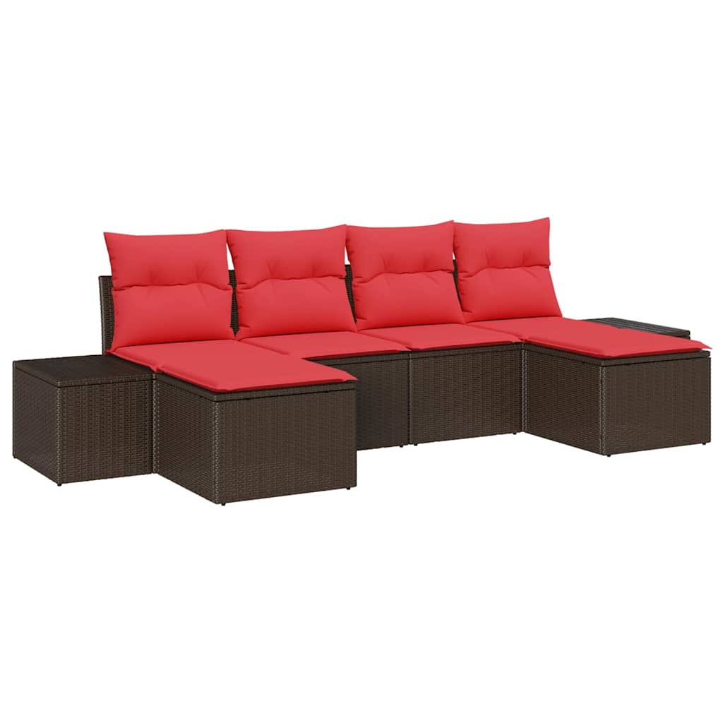 vidaXL Tuin Sofa Set met kussen 6 pcs Bruin poly rattan