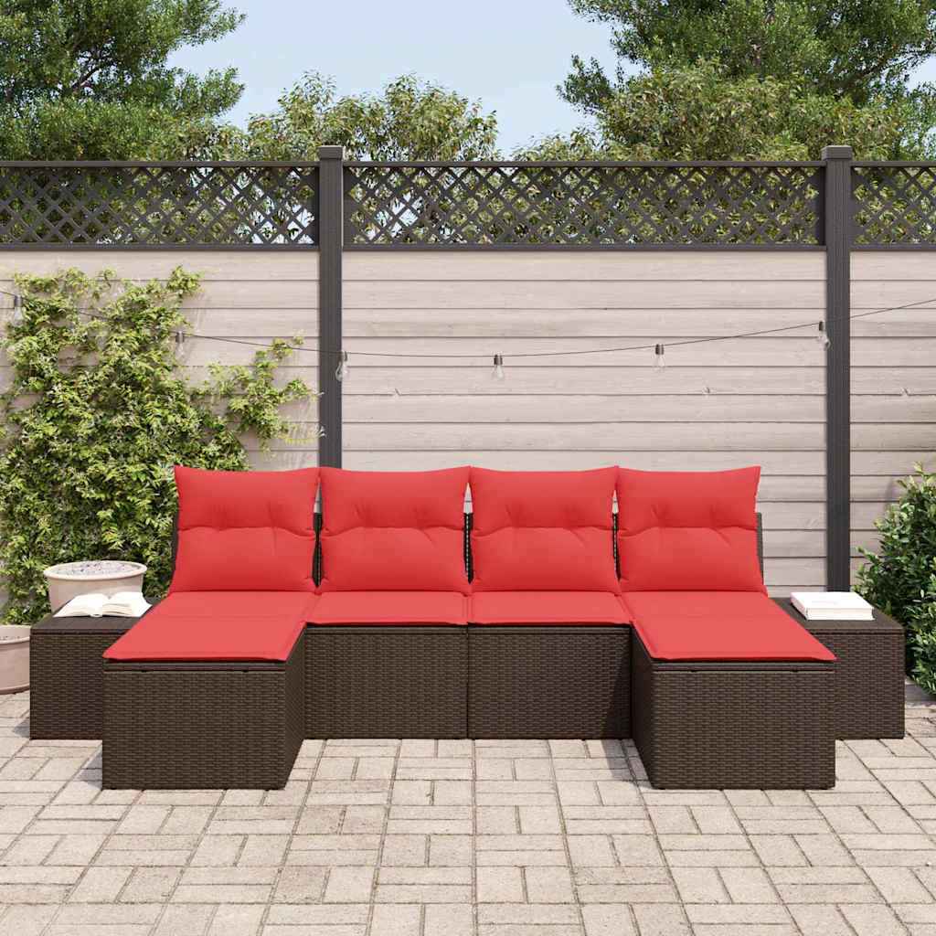vidaXL Tuin Sofa Set met kussen 6 pcs Bruin poly rattan