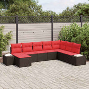 vidaXL Tuin Sofa Set met kussen 8 pcs Bruin poly rattan