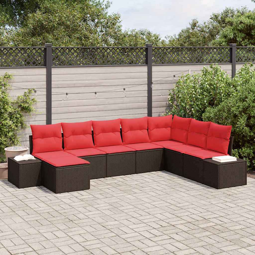 vidaXL Tuin Sofa Set met kussen 8 pcs Bruin poly rattan