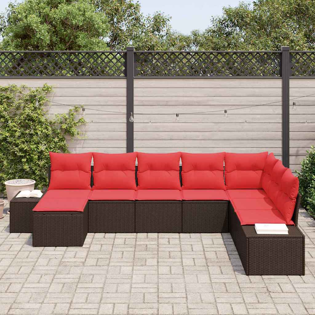 vidaXL Tuin Sofa Set met kussen 8 pcs Bruin poly rattan