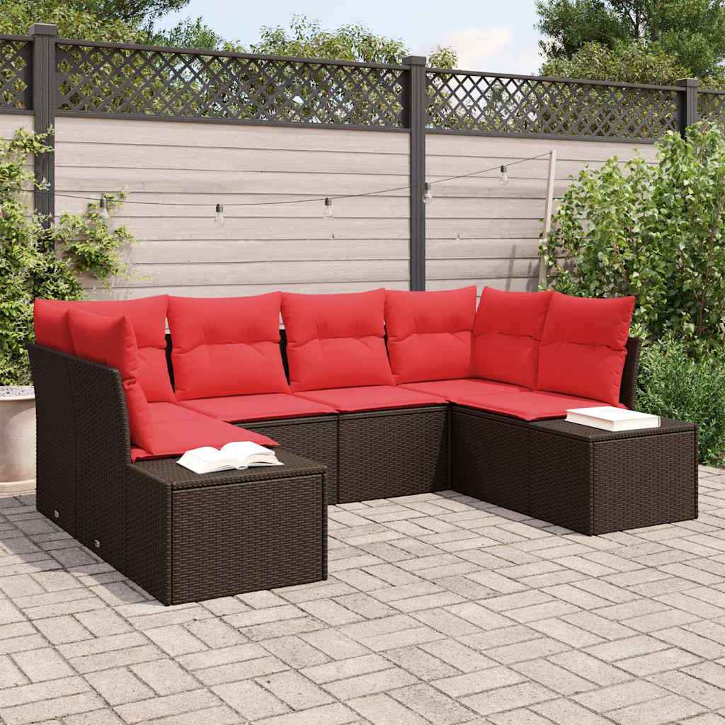 vidaXL Tuin Sofa Set met kussen 6 pcs Bruin poly rattan