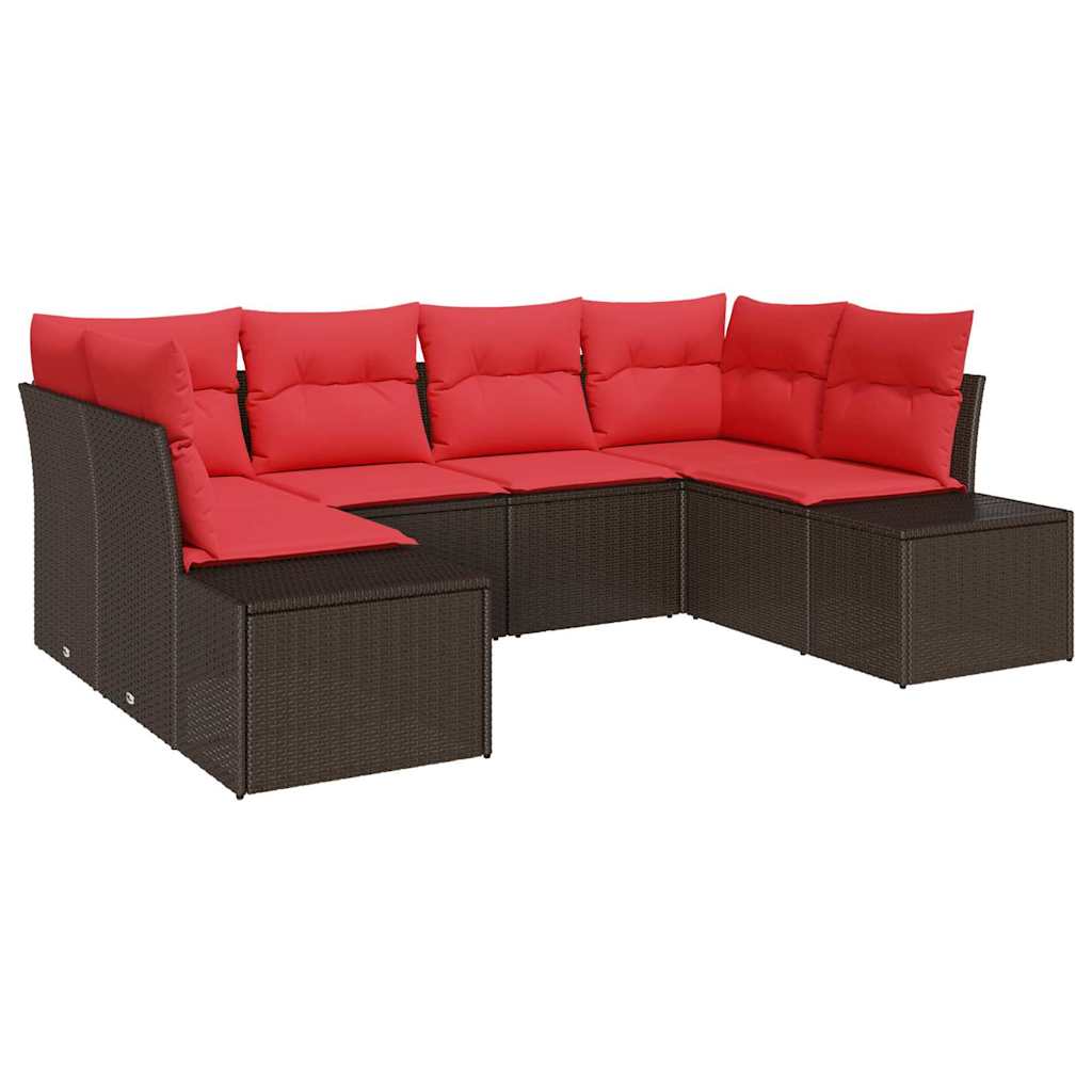 vidaXL Tuin Sofa Set met kussen 6 pcs Bruin poly rattan