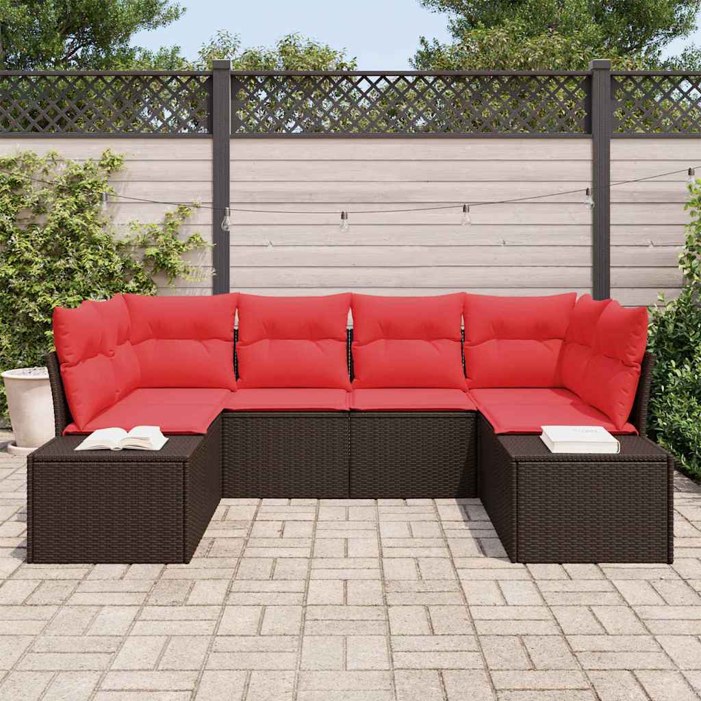 vidaXL Tuin Sofa Set met kussen 6 pcs Bruin poly rattan