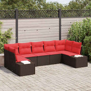 vidaXL Tuin Sofa Set met kussen 7 pcs Bruin poly rattan
