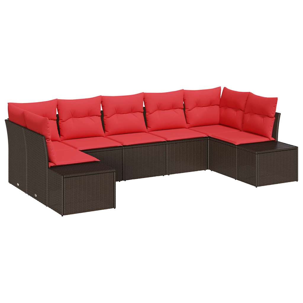 vidaXL Tuin Sofa Set met kussen 7 pcs Bruin poly rattan