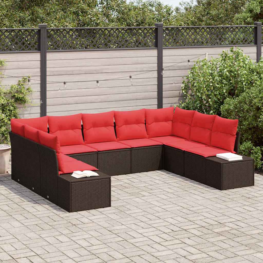 vidaXL Tuin Sofa Set met kussen 9 pcs Bruin poly rattan