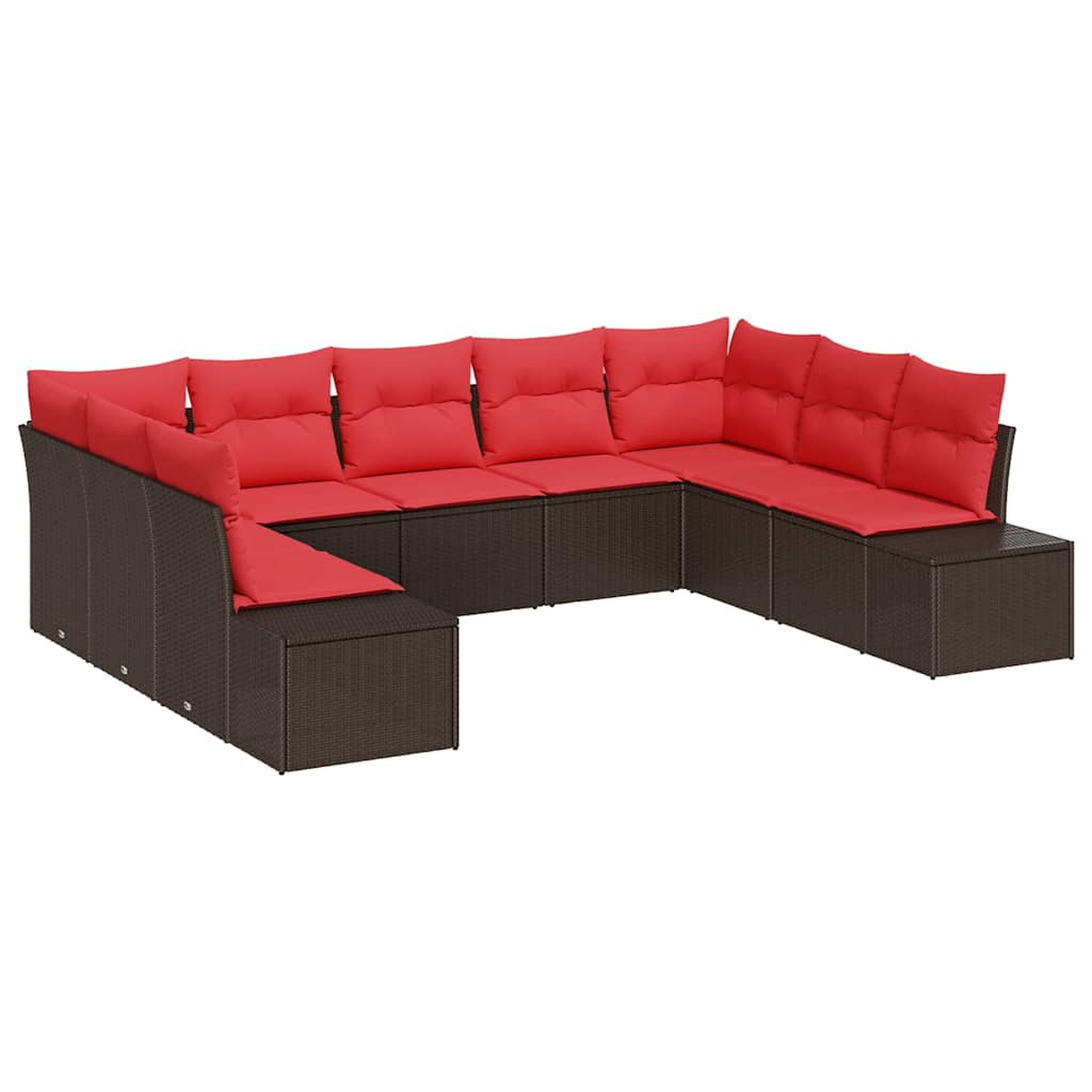 vidaXL Tuin Sofa Set met kussen 9 pcs Bruin poly rattan