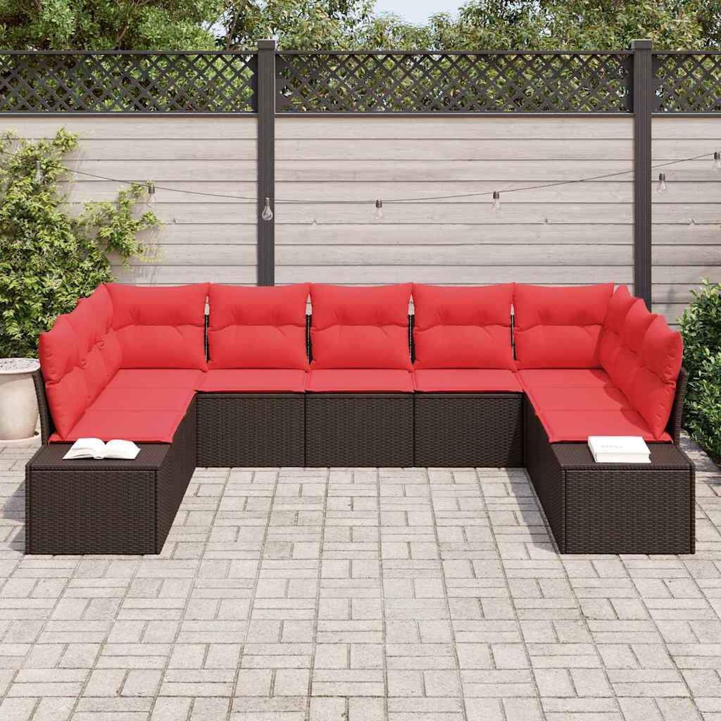 vidaXL Tuin Sofa Set met kussen 9 pcs Bruin poly rattan