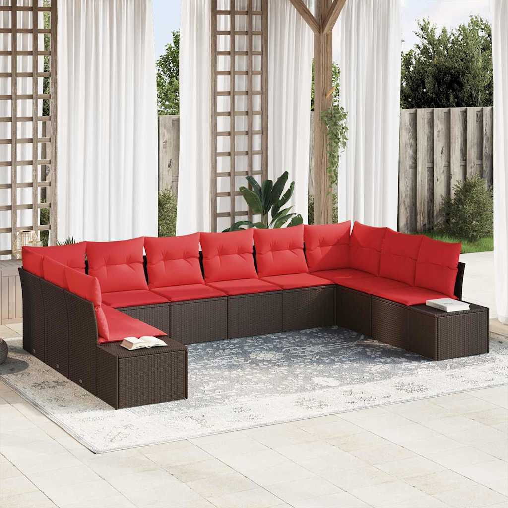 vidaXL Tuin Sofa Set met kussen 10 pcs Bruin poly rattan
