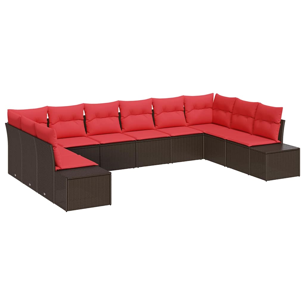 vidaXL Tuin Sofa Set met kussen 10 pcs Bruin poly rattan