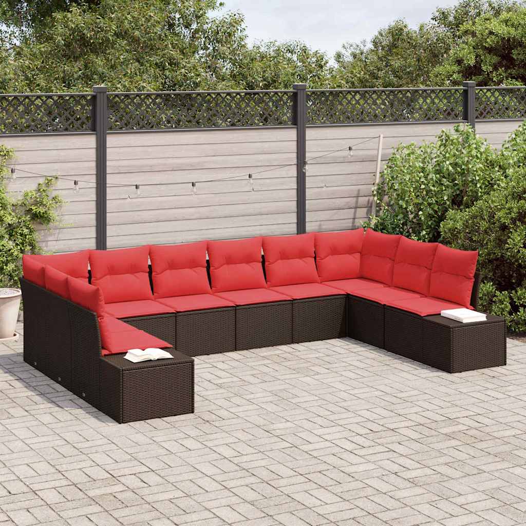 vidaXL Tuin Sofa Set met kussen 10 pcs Bruin poly rattan
