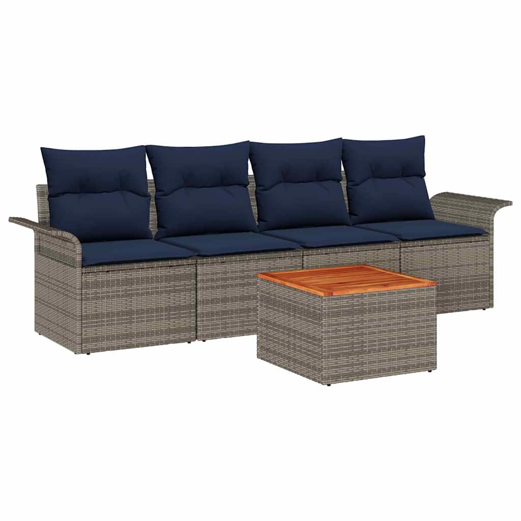 vidaXL Tuinbankenset met kussen 5 pcs Zwart poly rattan