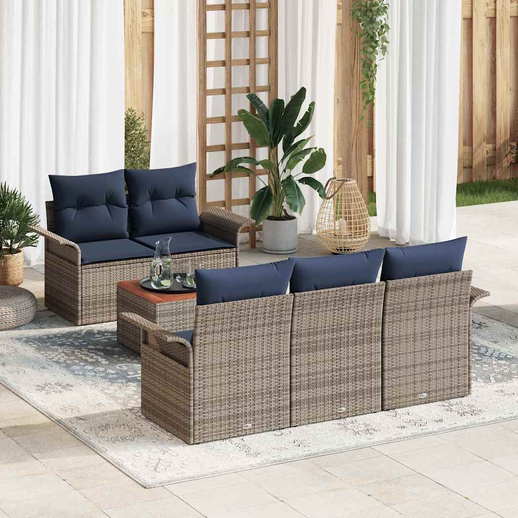 vidaXL Tuinbankenset met kussen 6 pcs Zwart poly rattan