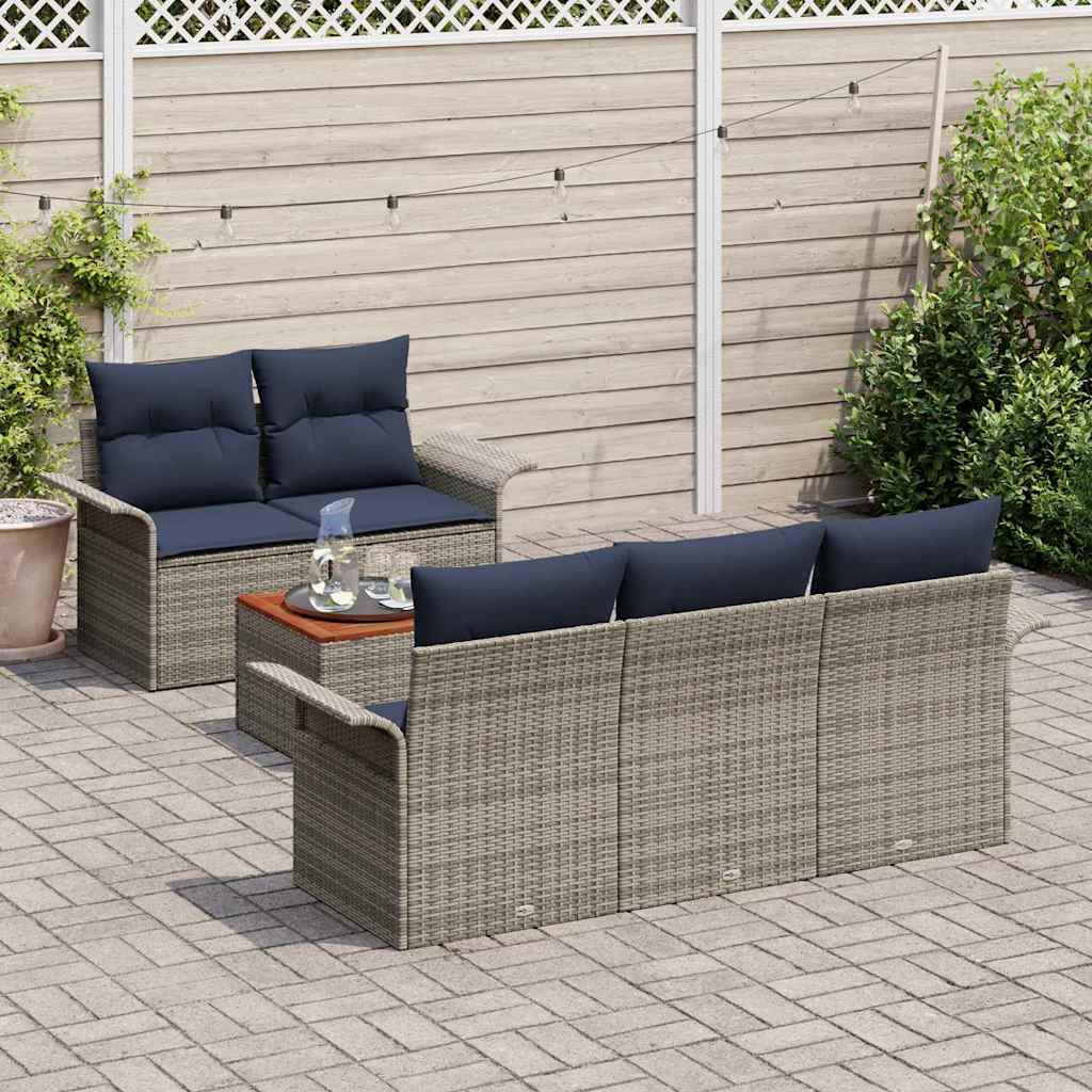 vidaXL Tuinbankenset met kussen 6 pcs Zwart poly rattan
