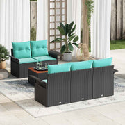 vidaXL Tuinbankenset met kussen 6 pcs Zwart poly rattan