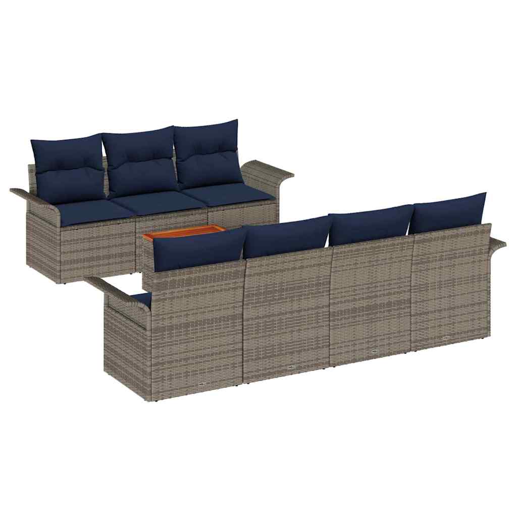vidaXL Tuinbankenset met kussen 8 pcs Zwart poly rattan