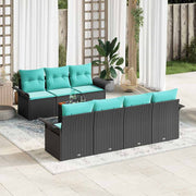 vidaXL Tuinbankenset met kussen 8 pcs Zwart poly rattan