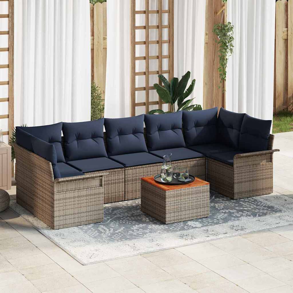 vidaXL Tuinbankenset met kussen 8 pcs Zwart poly rattan