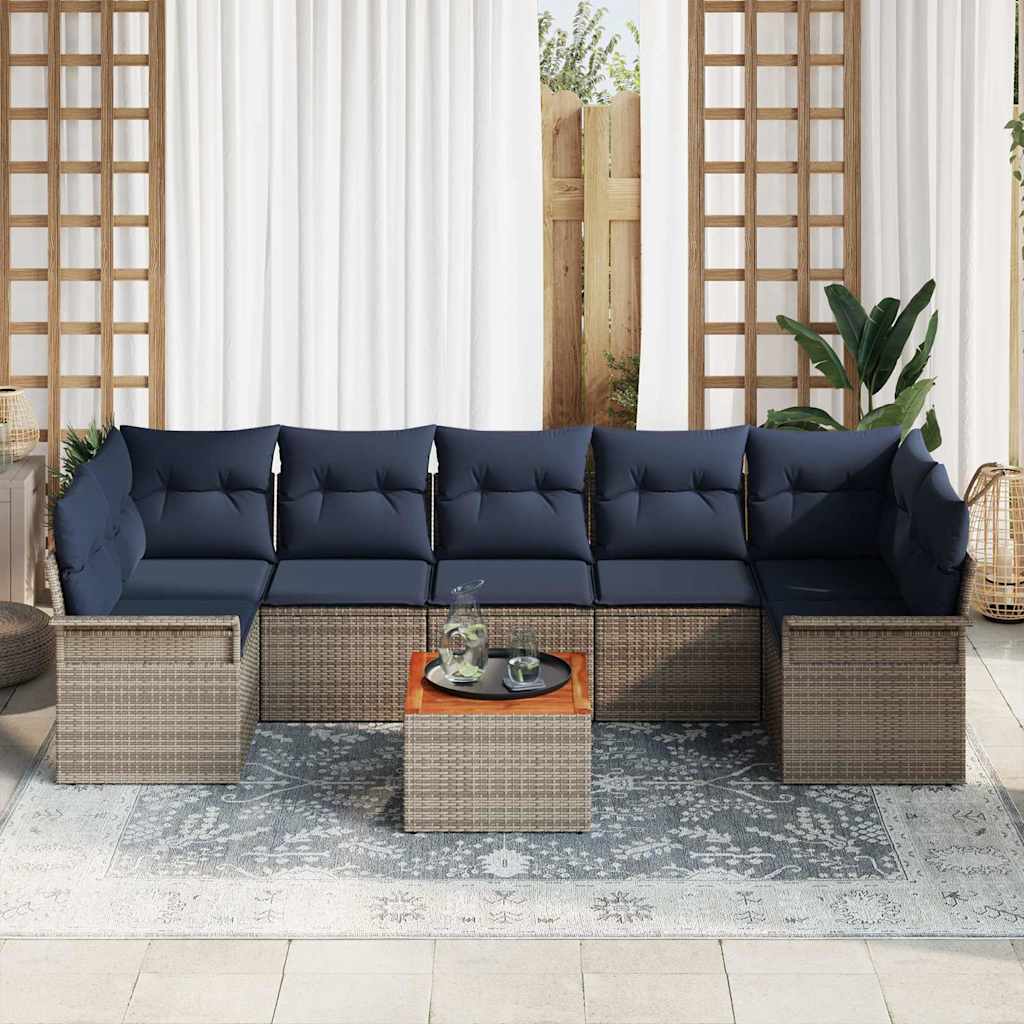 vidaXL Tuinbankenset met kussen 8 pcs Zwart poly rattan