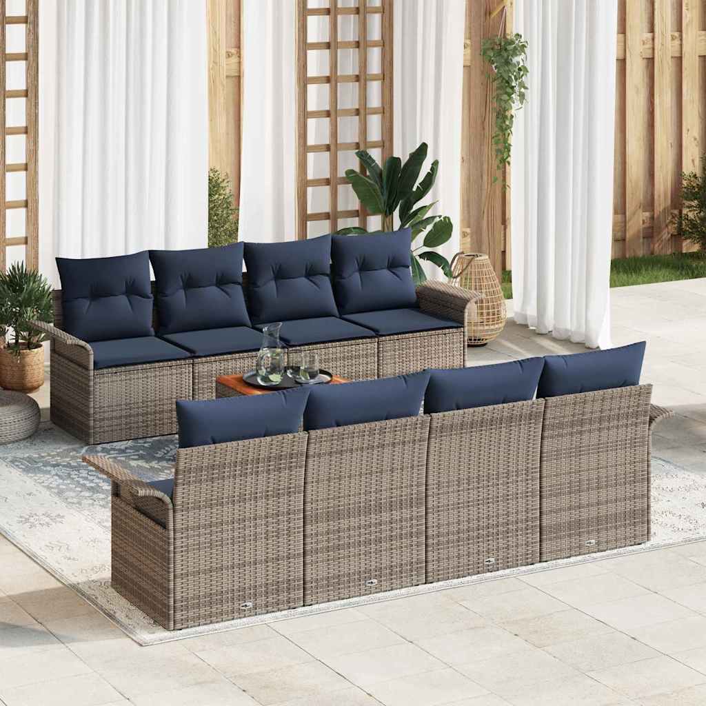 vidaXL Tuinbankenset met kussen 9 pcs Zwart poly rattan